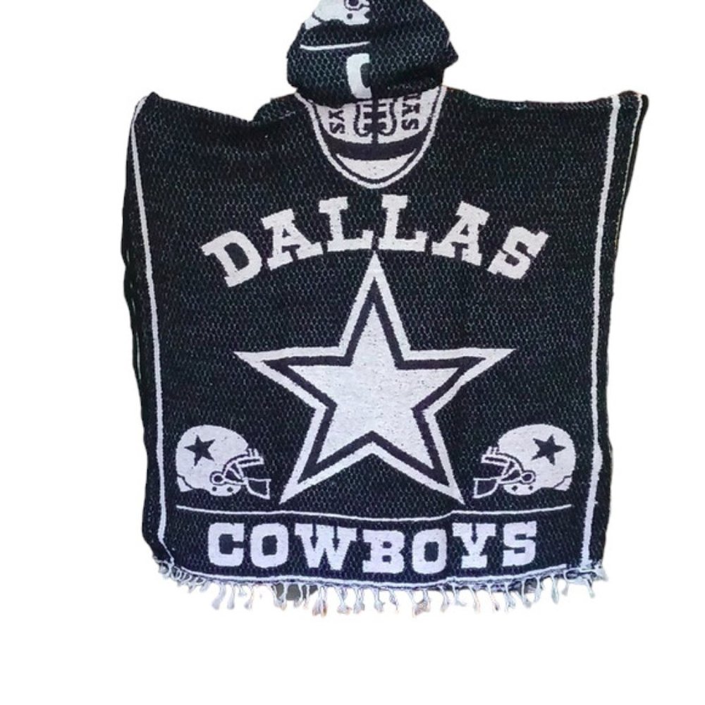 Dallas Cowboys Mexican Poncho - Stylish Fan Gear for Game Day | Dark Blue - Picture 2 of 2